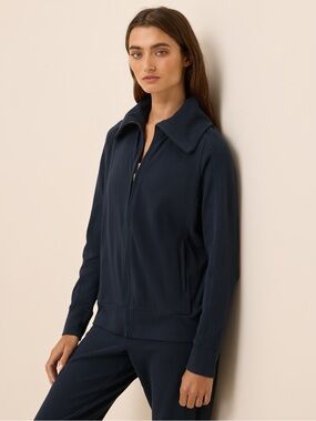 Pact Organic Cotton Navy Women's CloudKnit Zip Jacket Small